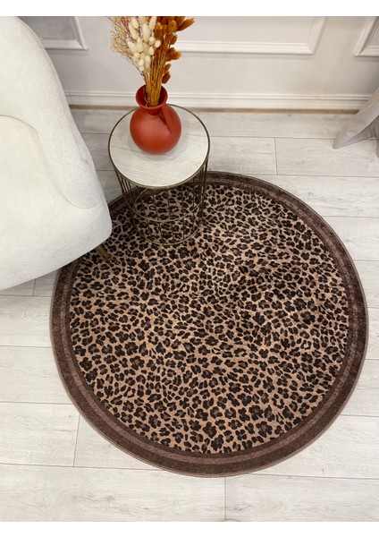 Leopar Desenli Yuvarlak Lateks Deri Halı fiyatları