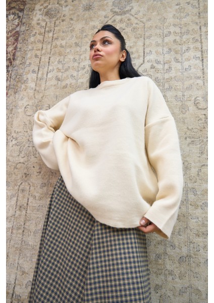 Krem Salaş Triko Kazak modelleri