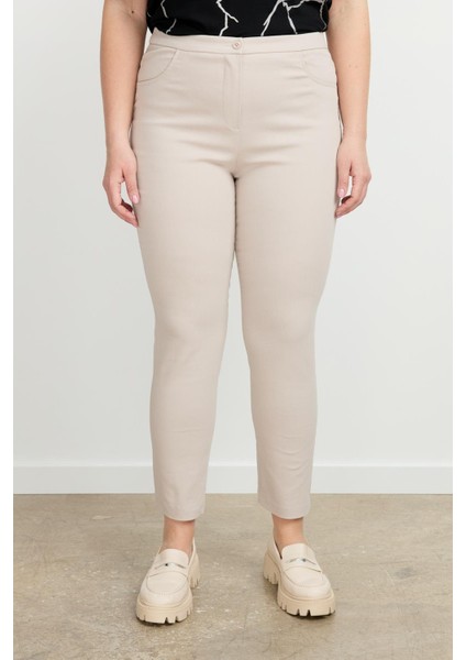 Büyük Beden Shine Pantolon-Taş