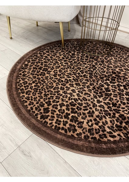 Leopar Desenli Yuvarlak Lateks Deri Halı indirimleri