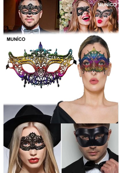 3 Adet Romantik Dantel Parti Maske Rengarenk Gökkuşağı Detay Kostüm Partileri Fotoğraf Çekimi Için fiyatları