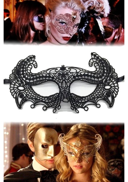 3 Adet Siyah Renk Dantel Maske – Hafif Yapılı, Şık ve Dayanıklı | Balo ve Düğün Aksesuarı