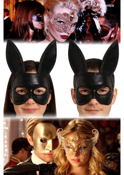 Siyah Kumaş Tavşan Maskesi – Yumuşak Malzeme, Lastikli Yapı | 19X15 cm Yetişkin ve Çocuk Uyumu