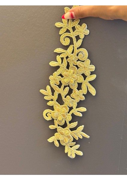 Ütü Ile Yapışan Varaklı Çiçek Sarmaşık Dikiş Aksesuarı Aplike 30X12 cm fiyatları