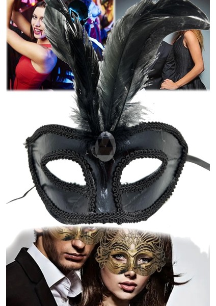 Siyah Tüylü Rugan Maske – Maskeli Balo ve Özel Günler Için Şık Parti Maskesi Rugan Kaplama fırsatları