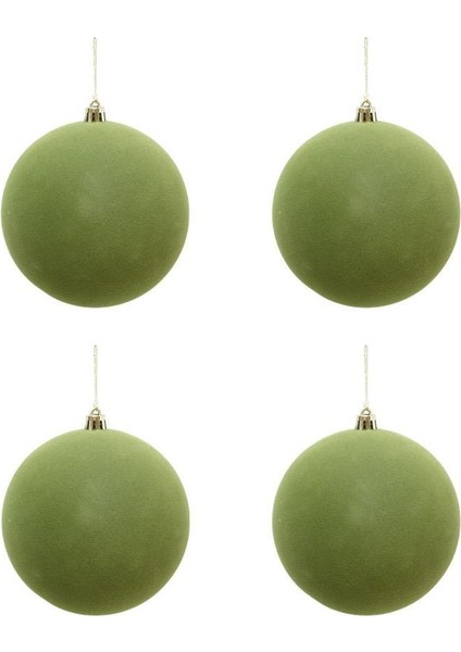 Kadife Yılbaşı Topu – Çam Ağacı Süsü Yağ Yeşili 8 cm 4'lü modelleri