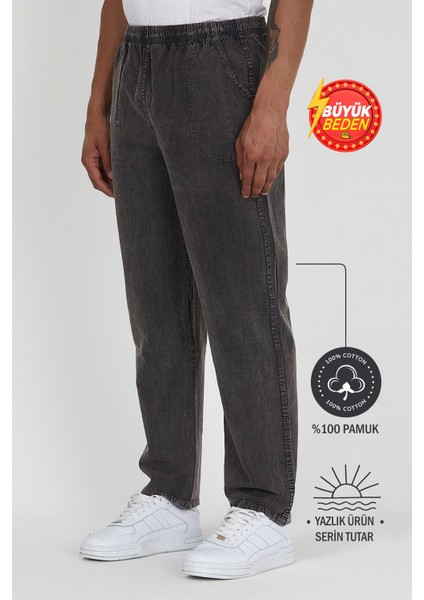 Erkek Büyük Beden %100 Pamuk Keten Görünümlü Pantolon E206-6