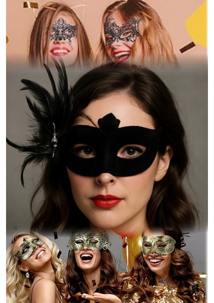 Siyah Süet Kaplama Parti Maskesi – Yandan Tüylü, Beyaz Incili | 18X15 cm Maskeli Balo Aksesuarı modelleri