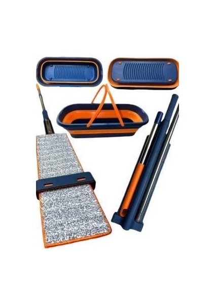 Tekerlekli Kova ve Katlanabilen Temizlik Mopu Set