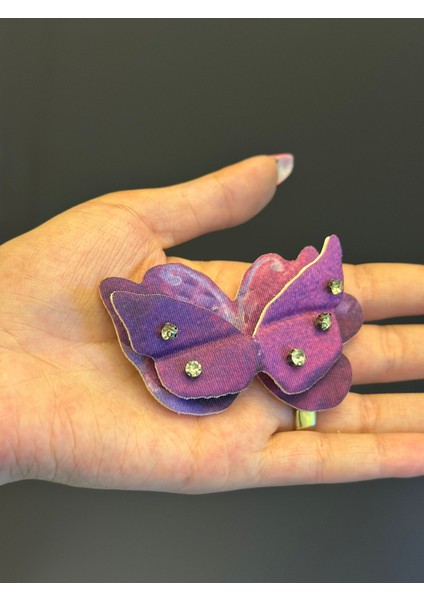 3 Boyutlu Taşlı Mor Kelebek Arma 8x6 cm modelleri