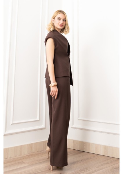 Verev Kesim Kruvaze Kapama Deteylı Yelek Pantolon Takım 1284 modelleri