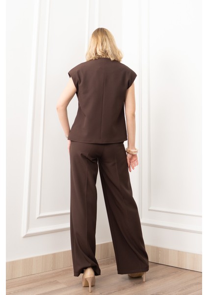 Verev Kesim Kruvaze Kapama Deteylı Yelek Pantolon Takım 1284 fırsatları