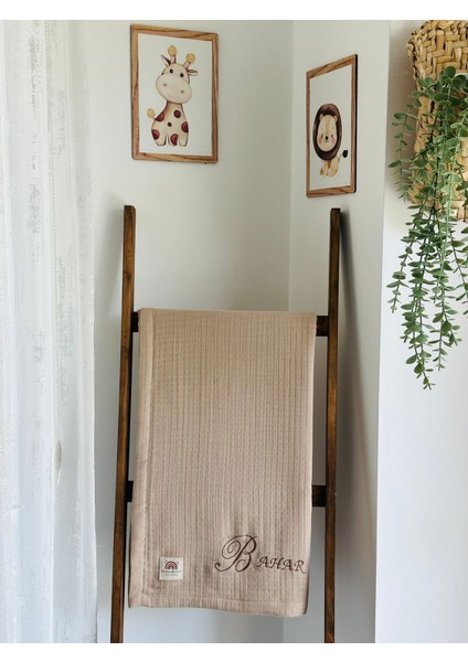 Ftbabycollection %100 Pamuk 4 Katlı Müslin Kişiselleştirilebilir Isim Nakışlı Bebek Battaniyesi 100X110 CM fiyatları