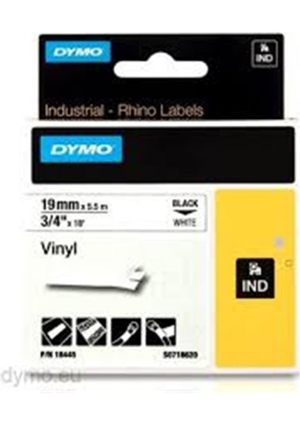 Dymo 18483 Rhinopro Sabitpolyester Şerit 12MMX5,5M Beyaz-Siyah