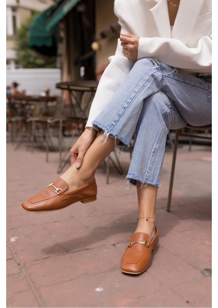 Novay Kadın Bej Gerçek Deri Loafer Babet indirimleri