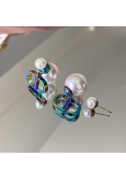 Incili Rainbow Color Çelik Küpe