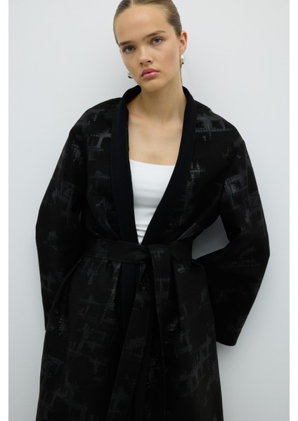 Beli Kuşaklı Şal Yaka Kap Siyah K2616306_001 modelleri