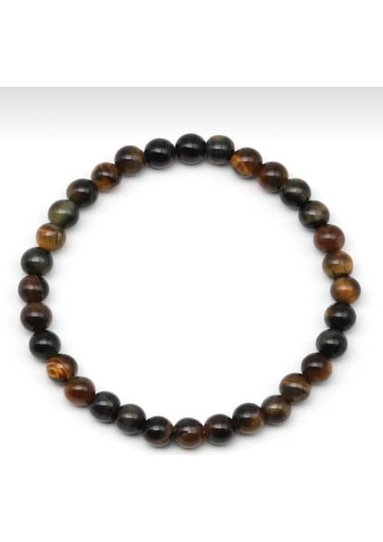 Orijinal Gerçek Kaplan Gözü Doğal Taş Bileklik 6 mm 18 cm