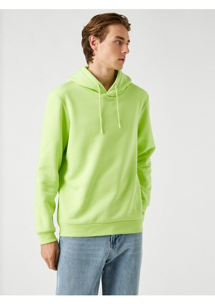 Basic Kapşonlu Sweatshirt Şardonlu