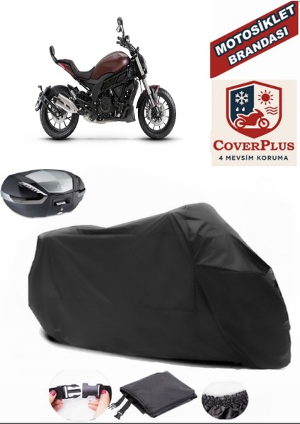 Benelli 502-C Motor Brandası Siyah Arka Çanta Uyumlu Motorsiket Brandası Motor Örtüsü Çadır Su Geçirmez Motosiklet Kılıfı Motor Brandası