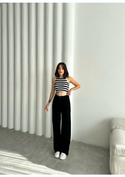 Kadın Likralı Palozo Pantolon Siyah