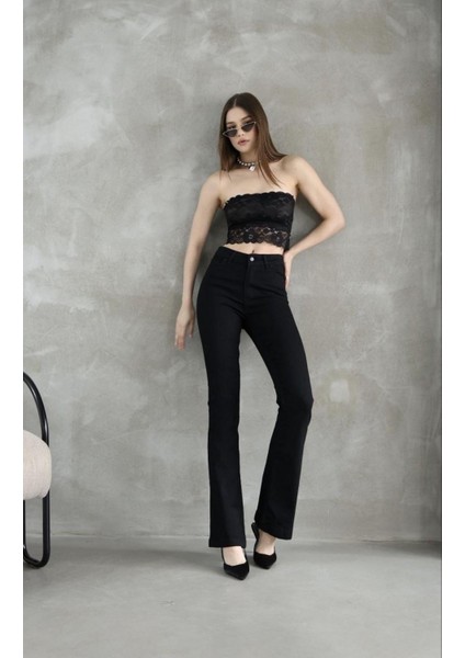 Kadın Likralı Ispanyol Pantolon Siyah fiyatları