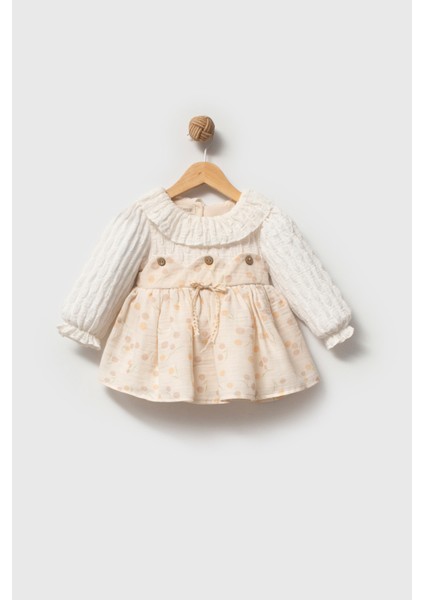 Kız Bebek Elbise Kız Çocuk Elbise Yakalı Doğum Günü Parti Düğün Özel Gün Uzun Kol Astarlı Puanlı modelleri