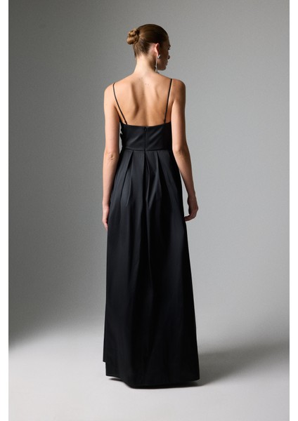 Ince Askılı Brode Detaylı Tafta Elbise Siyah K2611308_001 fiyatları