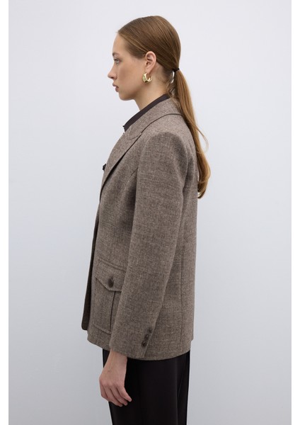 Çift Cepli Yün Karışımlı Ceket Kahve K2616020_005 indirimleri