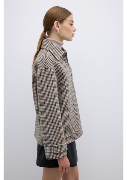 Çift Çepli Fermuarlı Yün Karışımlı Mont Standart Renk K2617518_089 modelleri