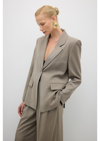 Tek Düğmeli Erkek Yaka Yün Karışımlı Ceket Kum Beji K2616027_267 modelleri