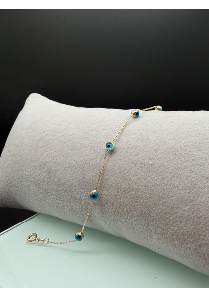 14 Ayar Altın Tam Tur Nazar Boncuklu Bileklik modelleri