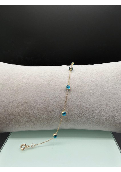 14 Ayar Altın Tam Tur Nazar Boncuklu Bileklik fırsatları