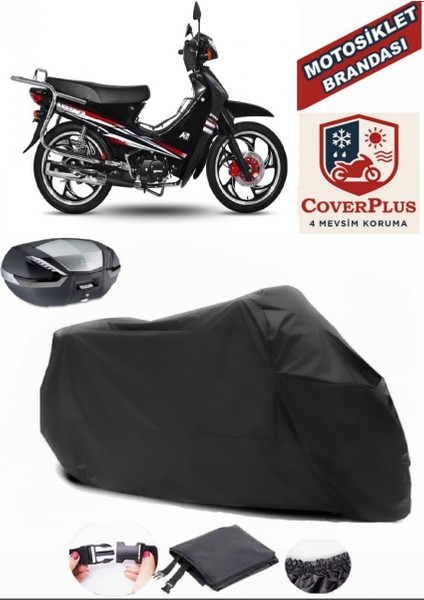 Yuki YK100-7 Pa?a Motor Brandası Siyah Arka Çanta Uyumlu Motorsiket Brandası Motor Örtüsü Çadır Su Geçirmez Motosiklet Kılıfı Motor Brandası