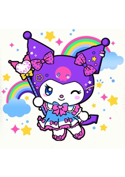 Unisex Baskılı Çocuk Swaetshirt Kapüşonlu 3 Iplik Şardonlu Kuromi Baskılı modelleri