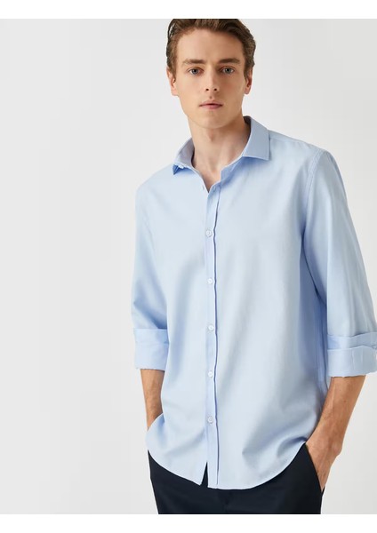 Basic Gömlek Klasik Manşet Yaka Uzun Kollu Dar Kesim Non Iron