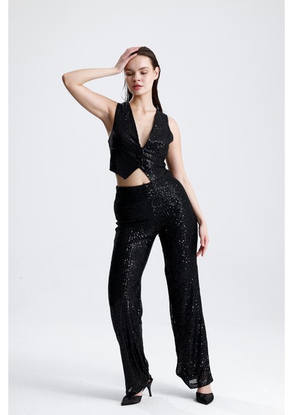 Payetli Yelekli Kadınabiye Takım - Şık Blazer Ceket, Yelek ve Pantolon modelleri