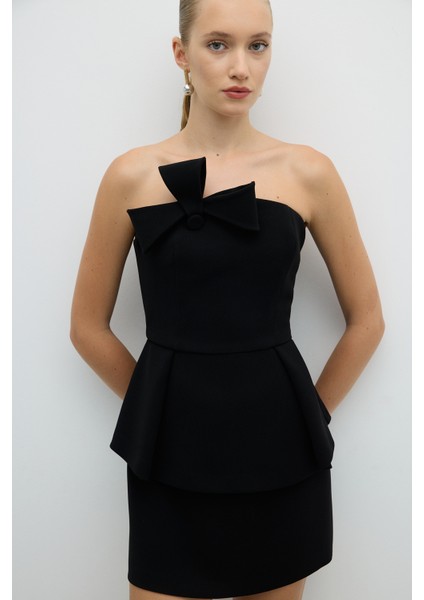 Fiyonk Detaylı Peplum Elbise Siyah K2611504_001 modelleri