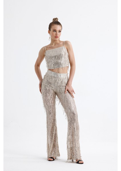 Astarlı Esnek Bel Pul Payet Abiye Pantolon | PNT36031 fiyatları