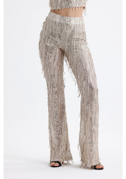 Astarlı Esnek Bel Pul Payet Abiye Pantolon | PNT36031 fırsatları