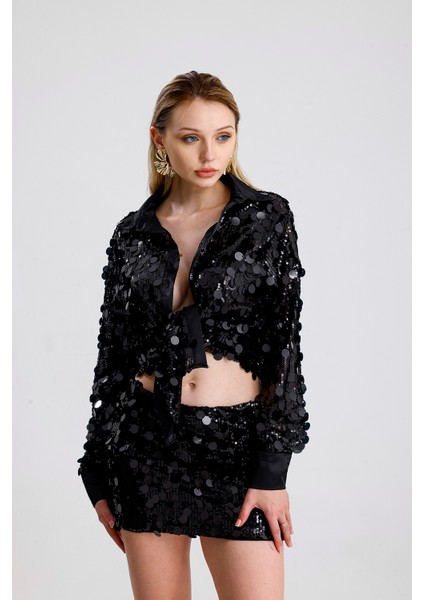 Astarlı Pul Detaylı Abiye Payet Mini Etek | ETK36397 Siyah fiyatları