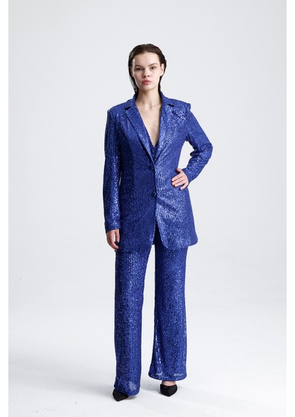 Payetli Yelekli Kadınabiye Takım - Şık Blazer Ceket, Yelek ve Pantolon Saks fiyatları