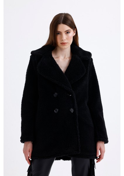 Astarlı Kruvaze Kürk Kaban | KBN32383 Siyah modelleri