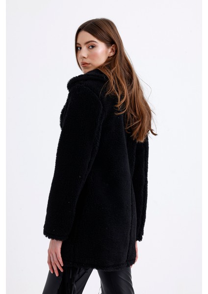 Astarlı Kruvaze Kürk Kaban | KBN32383 Siyah indirimleri