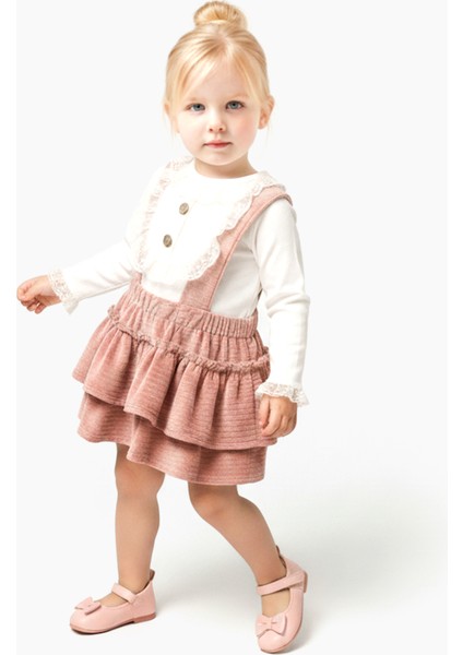 Kız Bebek Kız Çocuk Doğum Günü Parti Düğün Kadife Salopet Slopet Dantelli Uzun Kol Salopet