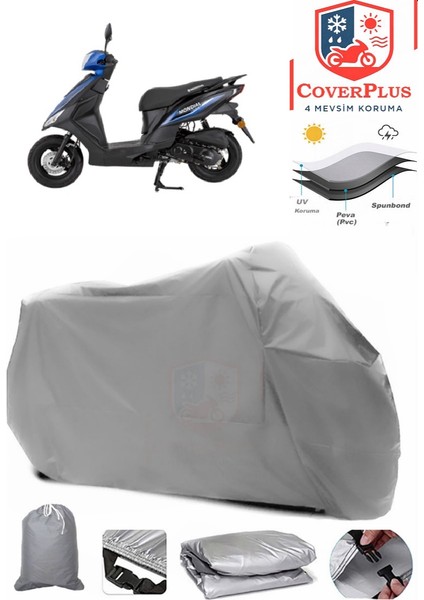 Mondial 50 Loyal Motor Brandası Gri Motorsiket Brandası Motor Örtüsü Çadır Su Geçirmez Motosiklet Kılıfı Motor Brandası