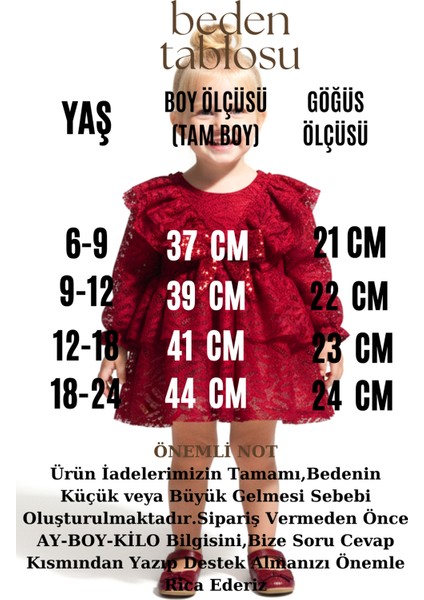 Kız Bebek Elbise Kız Çocuk Elbise Yakalı Doğum Günü Parti Düğün Özel Gün Uzun Kol Fiyonklu Astarlı fiyatları