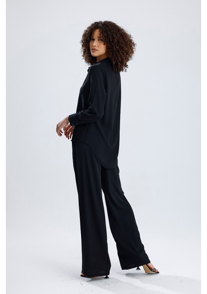 Esnek Bel Cep Detaylı Bol Paça Dupai Pantolon | PNT36144 indirimleri