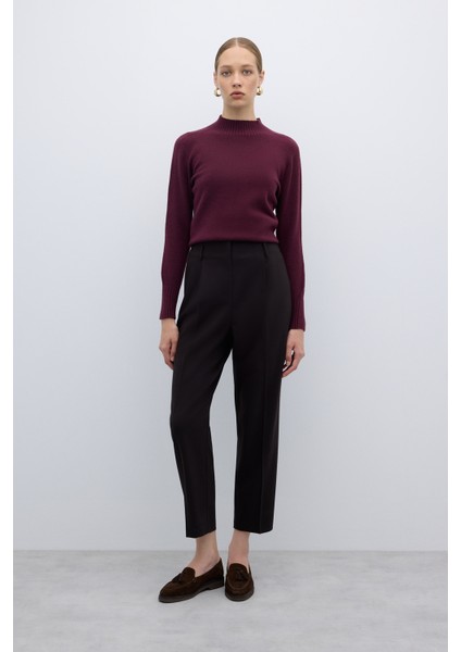 Tek Pilili Havuç Pantolon Kahve K2612048_005