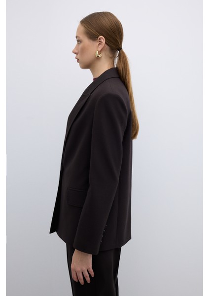 Punto Dikişli Tek Düğmeli Blazer Ceket Kahve K2616013_005 modelleri